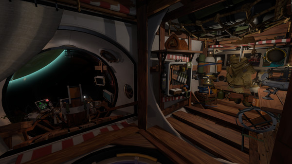 Interior of a space ship made of wood