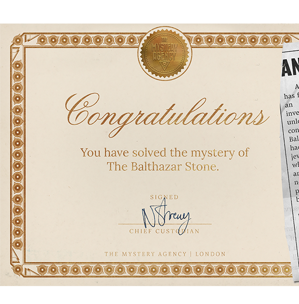 A "Congratulations" certificate screenshot, with part of a newspaper article cropped off to the right